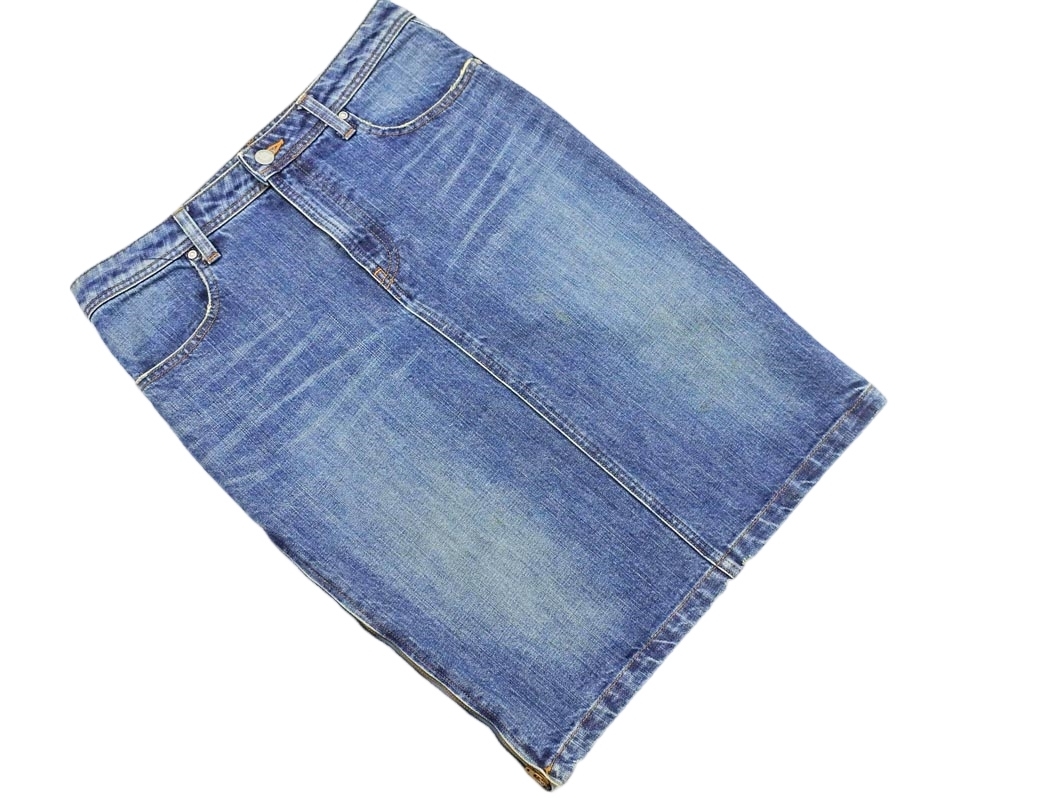 Deuxieme Classe ドゥーズィエムクラス USED加工 タイト デニムスカート size38/青 ■■ ☆ ela2 レディース