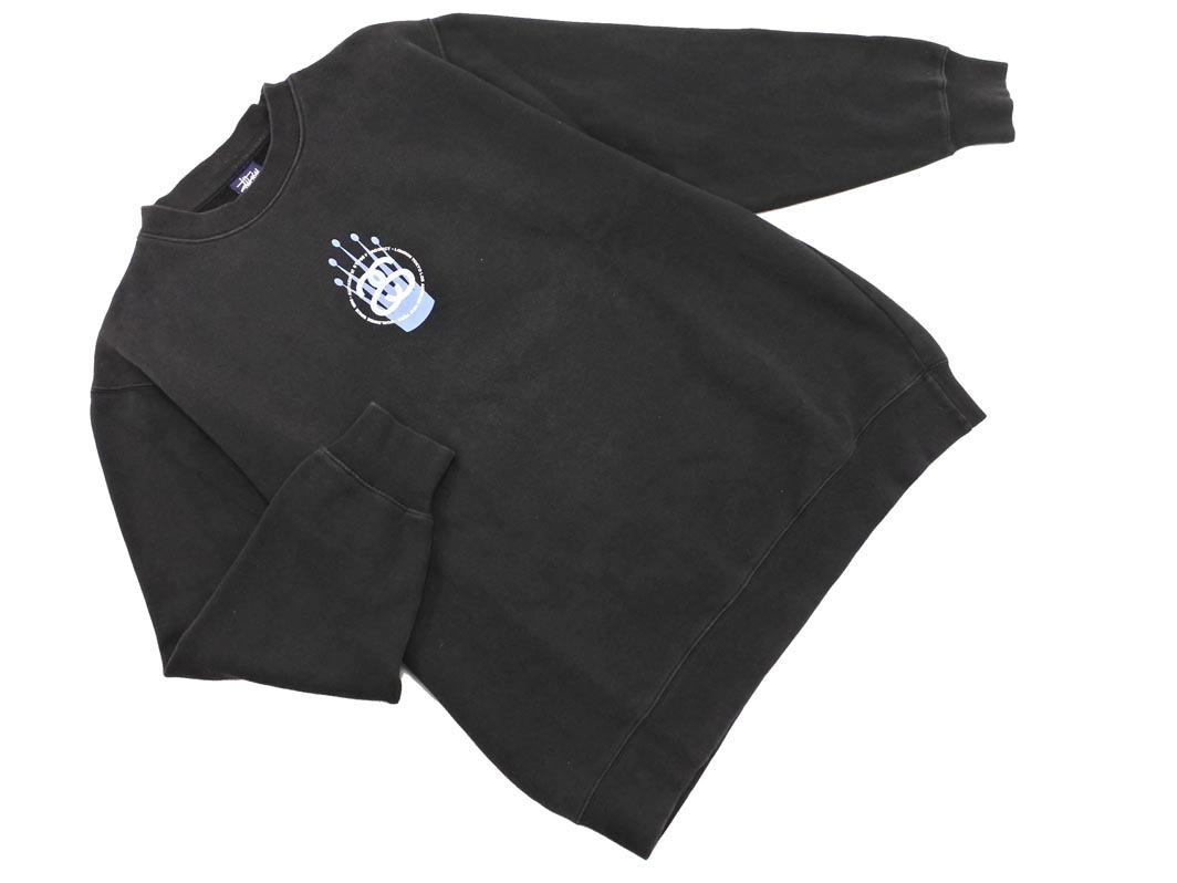 STUSSY ステューシー 裏起毛 プリント トレーナー スウェット sizeS/黒 ◇■ ☆ ela4 メンズ
