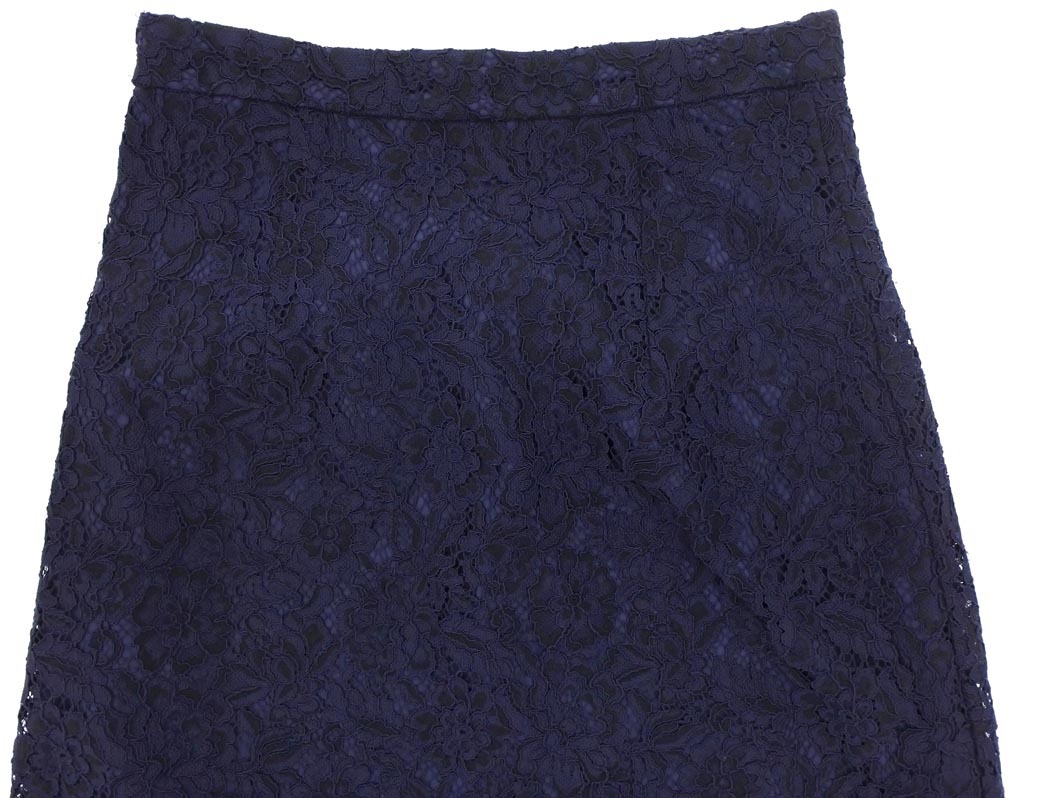 NATURAL BEAUTY BASIC ナチュラルビューティーベーシック 総レース スカート sizeXS/紺 ■◇ ☆ ela5 レディース