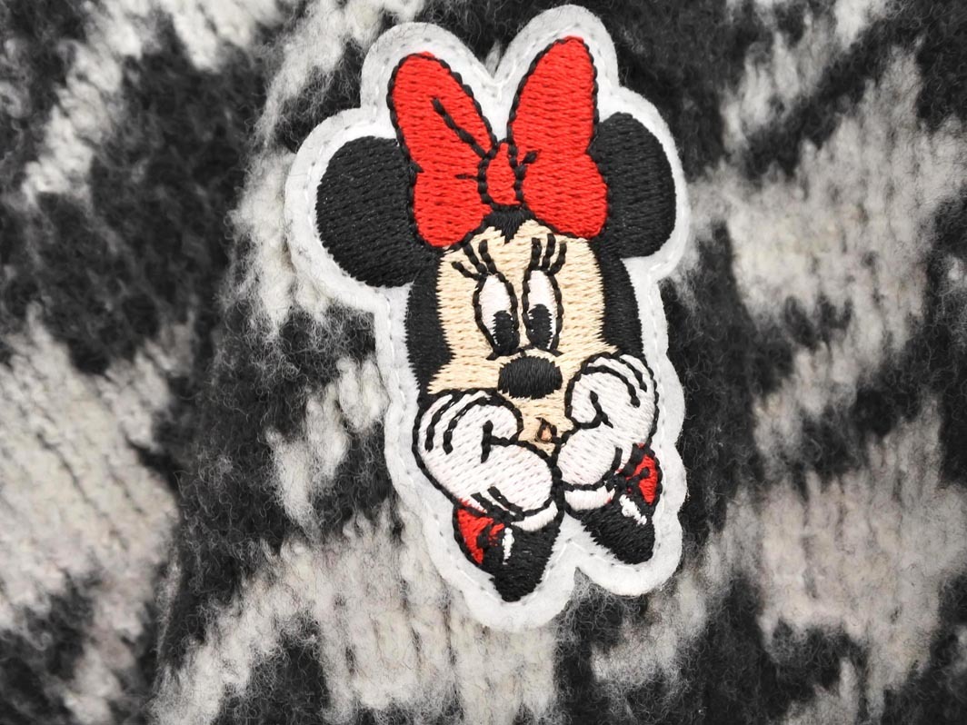 Heather ヘザー Disney ディズニー ミッキーマウス ミニーマウス 千鳥柄 ニット セーター sizeF/白ｘ黒 ◇■ ☆ ela9 レディース