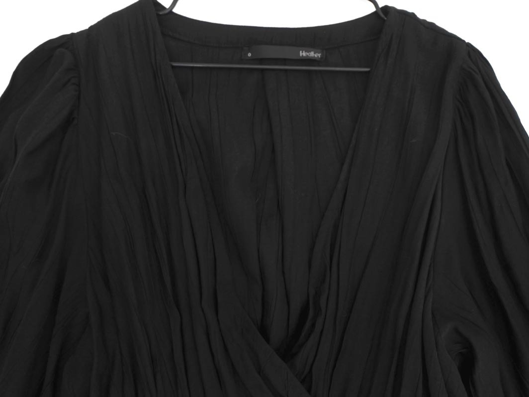 Heather ヘザー カシュクール ワンピース sizeS/黒 ■◇ ☆ ela9 レディース