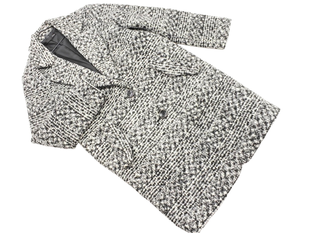 Heather ヘザー ウール混 チェスター コート sizeS/白ｘ黒 ◇■ ☆ elb0 レディース