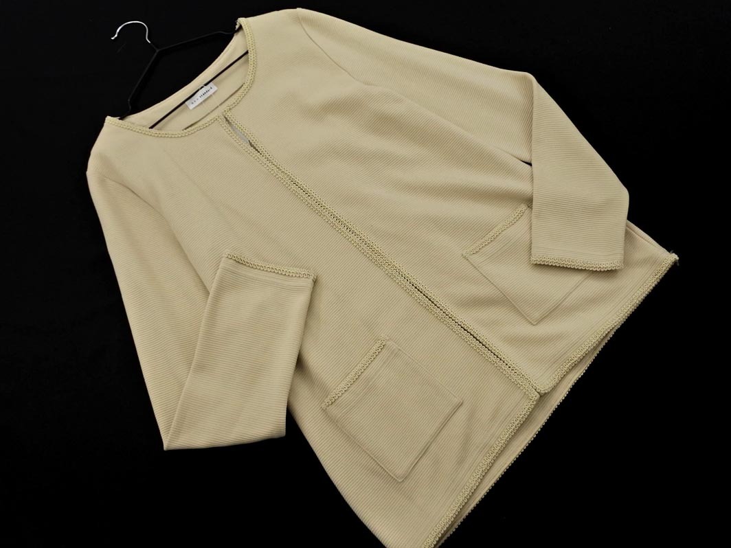 新品 a.v.v アーヴェヴェ ノーカラー ジャケット size38/ベージュ ■◇ ☆ ela9 レディース