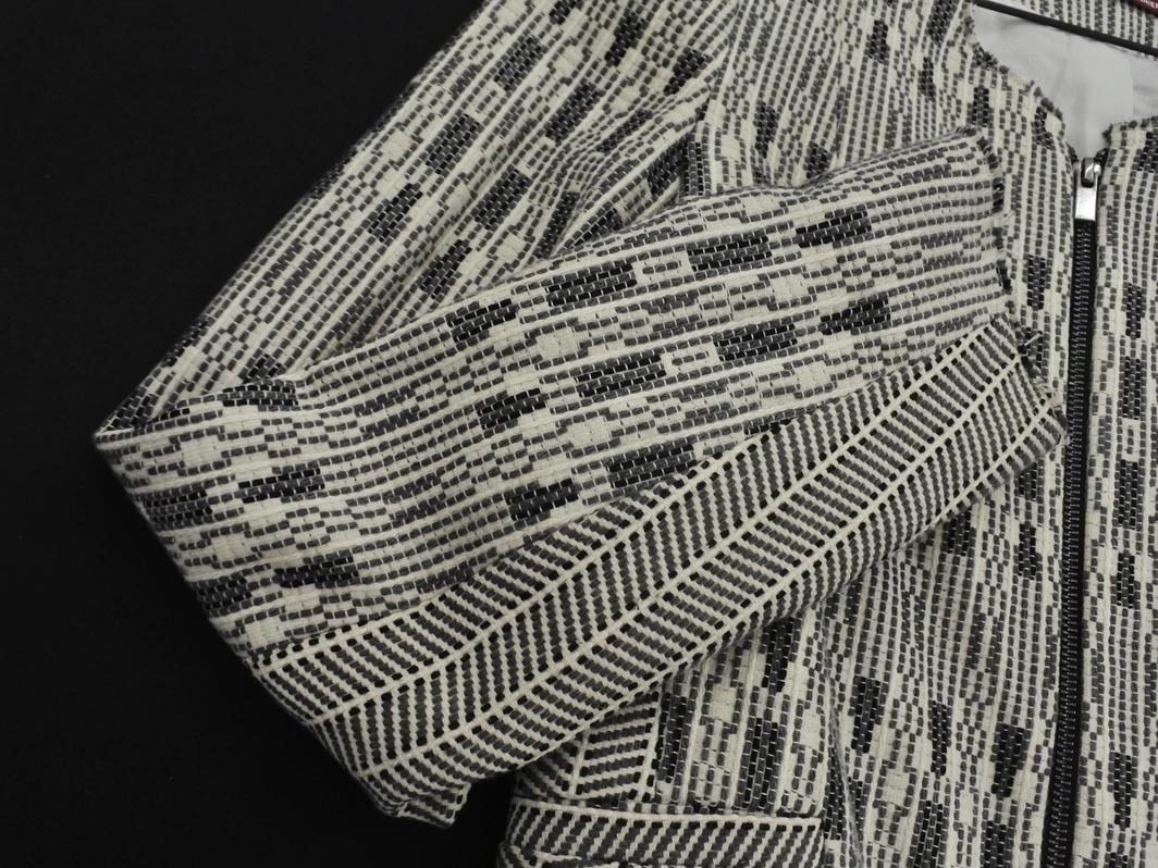 COMPTOIR DES COTONNIERS コントワーデコトニエ 総柄 ジップアップ ノーカラー ジャケット size7/白ｘグレー ◇■ ☆ elb7 レディース