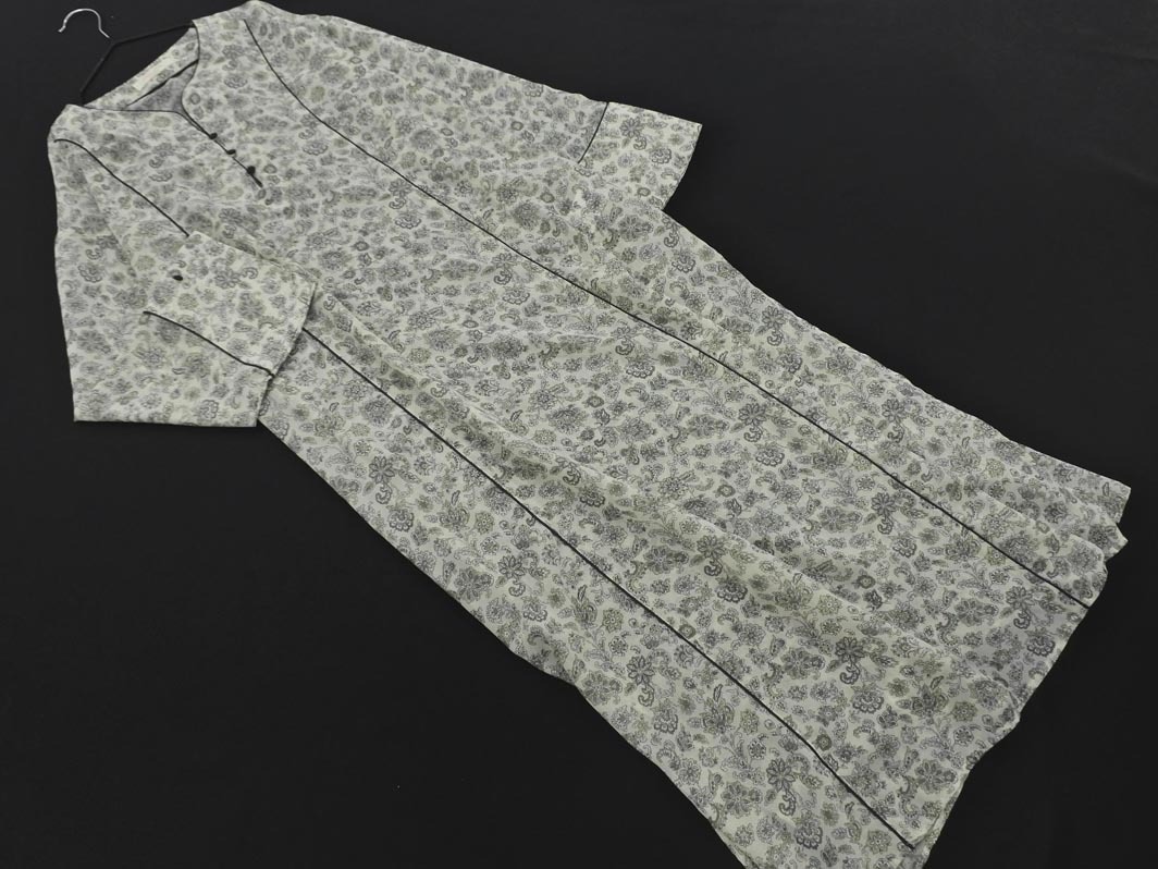 ネコポスOK chocol raffine robe ショコラフィネローブ パイピング 総柄 ロング ワンピース sizeF/アイボリー ■◇ ☆ elb7 レディース