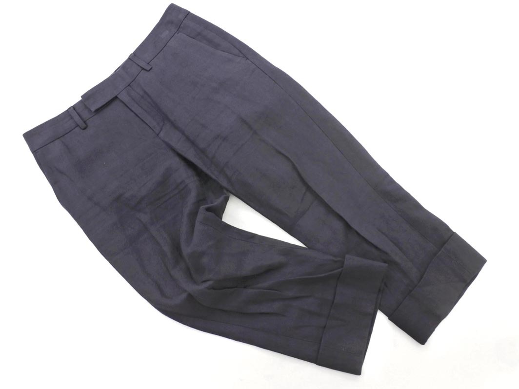 TOMORROWLAND トゥモローランド 綿麻 ロールアップ クロップド パンツ size38/紺 ■◇ ☆ elb8 レディース