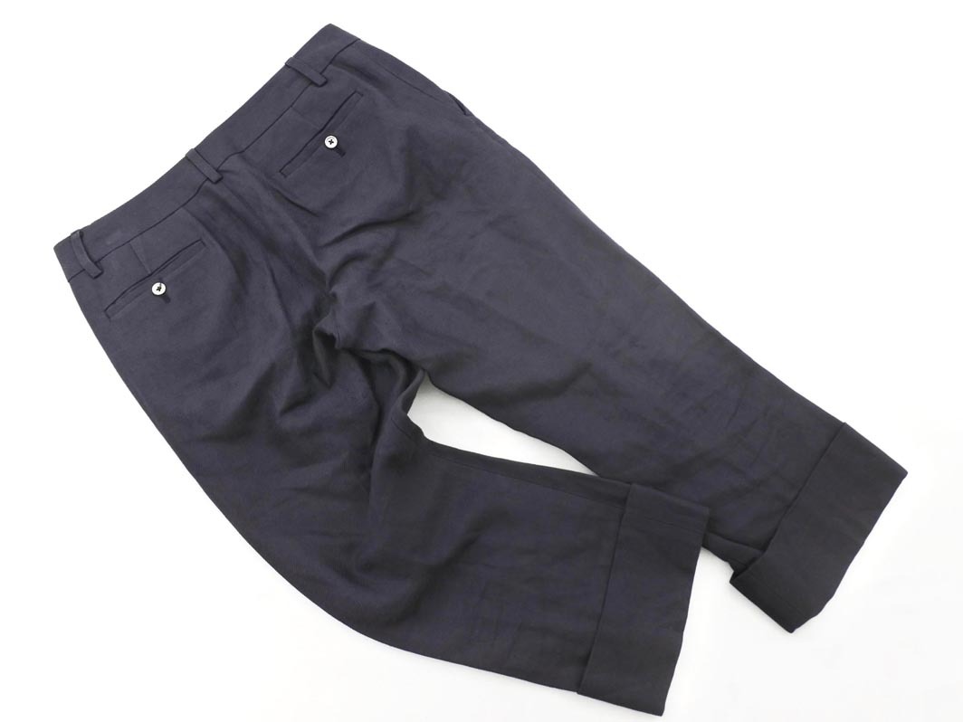 TOMORROWLAND トゥモローランド 綿麻 ロールアップ クロップド パンツ size38/紺 ■◇ ☆ elb8 レディース