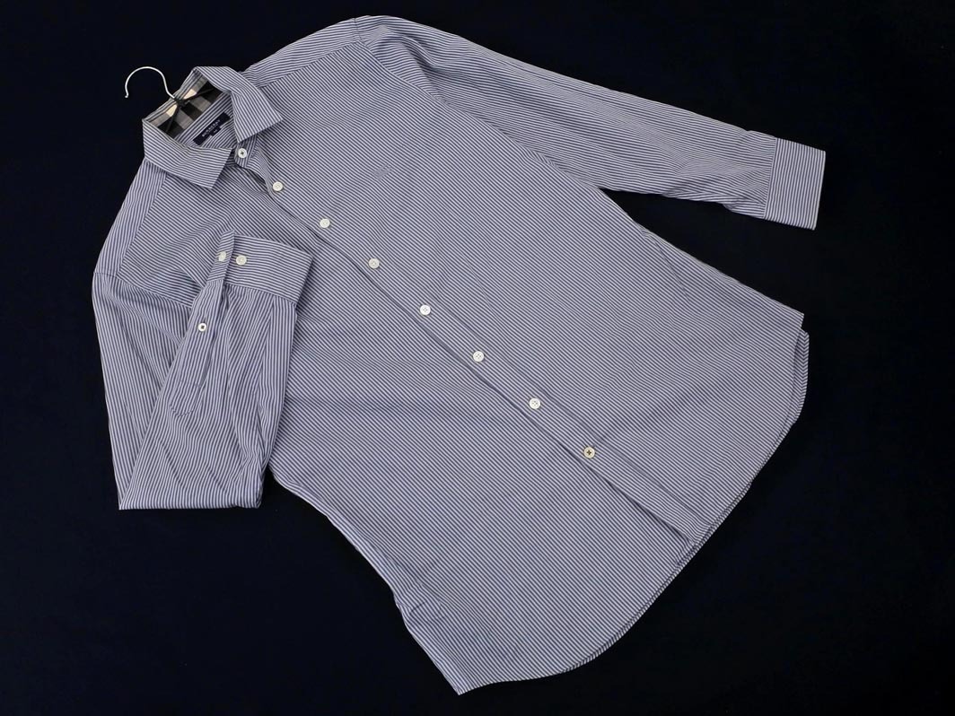ネコポスOK BURBERRY バーバリー ストライプ シャツ sizeM/ブルーグレー ■◇ ☆ elb8 メンズ