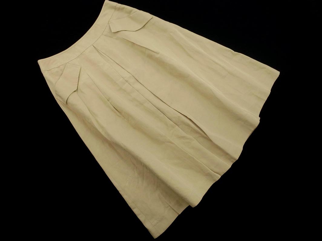 GEORGES RECH ジョルジュレッシュ リネン混 タック スカート size38/ベージュ ■◇ ☆ elb8 レディース