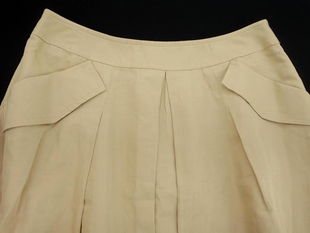 GEORGES RECH ジョルジュレッシュ リネン混 タック スカート size38/ベージュ ■◇ ☆ elb8 レディース