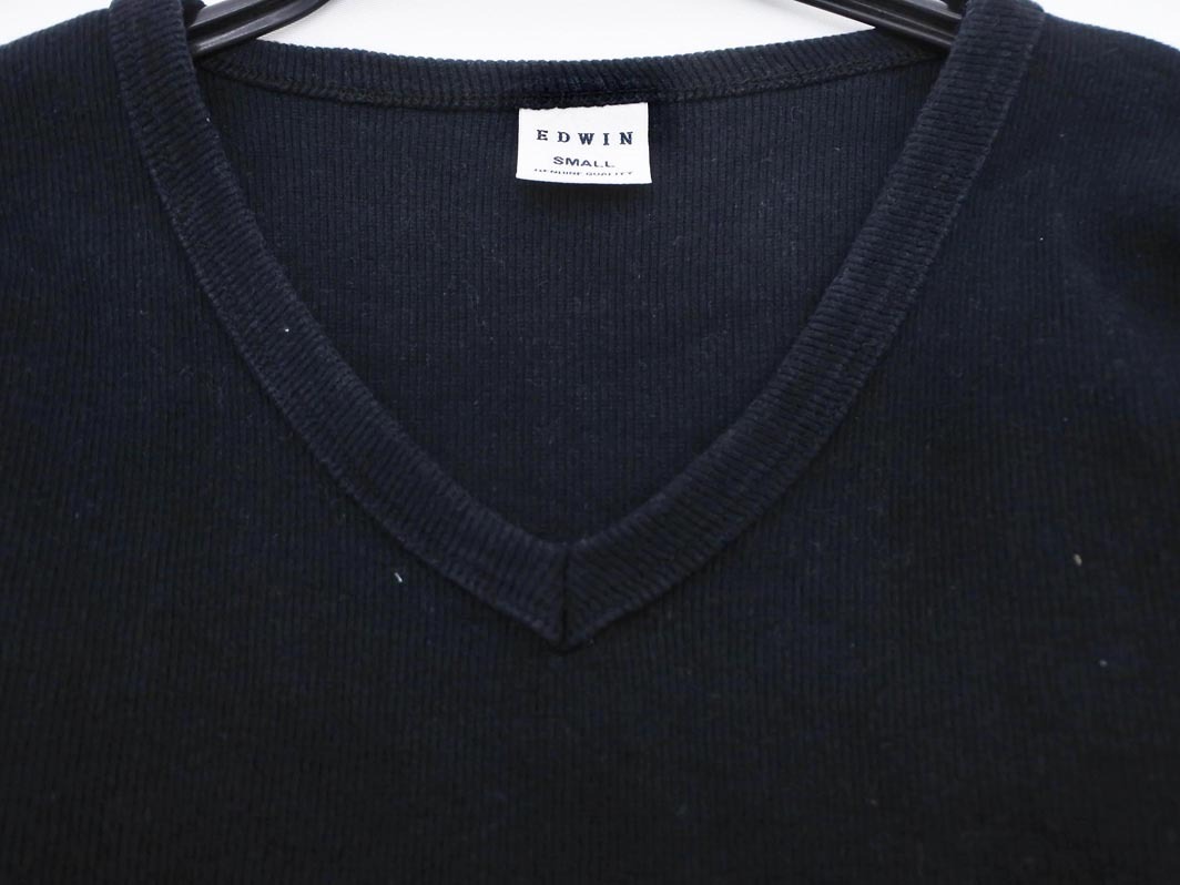 EDWIN エドウィン Vネック リブ カットソー sizeS/黒 ■◇ ☆ elb8 メンズ