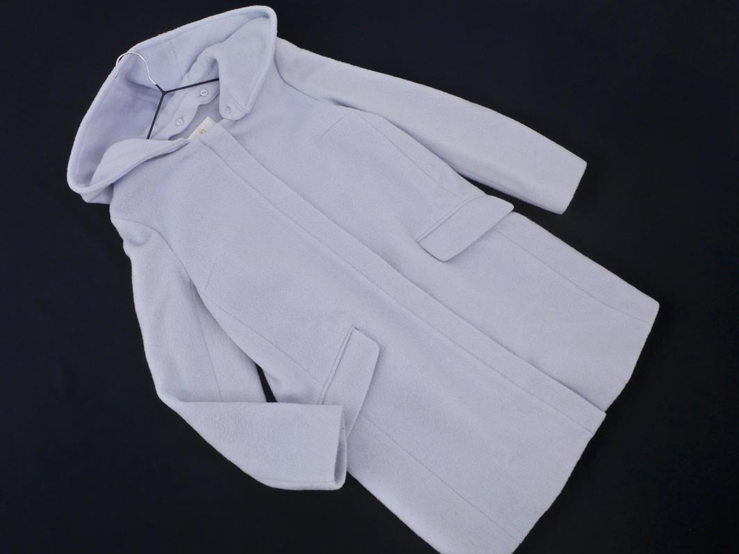 NATURAL BEAUTY BASIC ナチュラルビューティーベーシック ウール混 2WAY フード コート sizeS/水色 ◇■ ☆ elc3 レディース