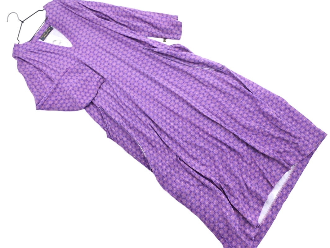 NORYA AYRON Plage プラージュ 取り扱い 総柄 キーネック ワンピース sizeS/紫 ■◇ ☆ elc4 レディース