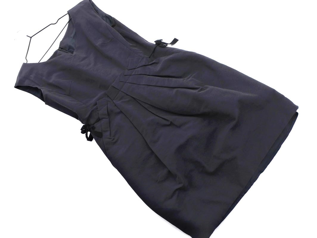ANAYI アナイ リボン ウエストタック ノースリーブ ワンピース size38/黒 ■◆ ☆ elc4 レディース