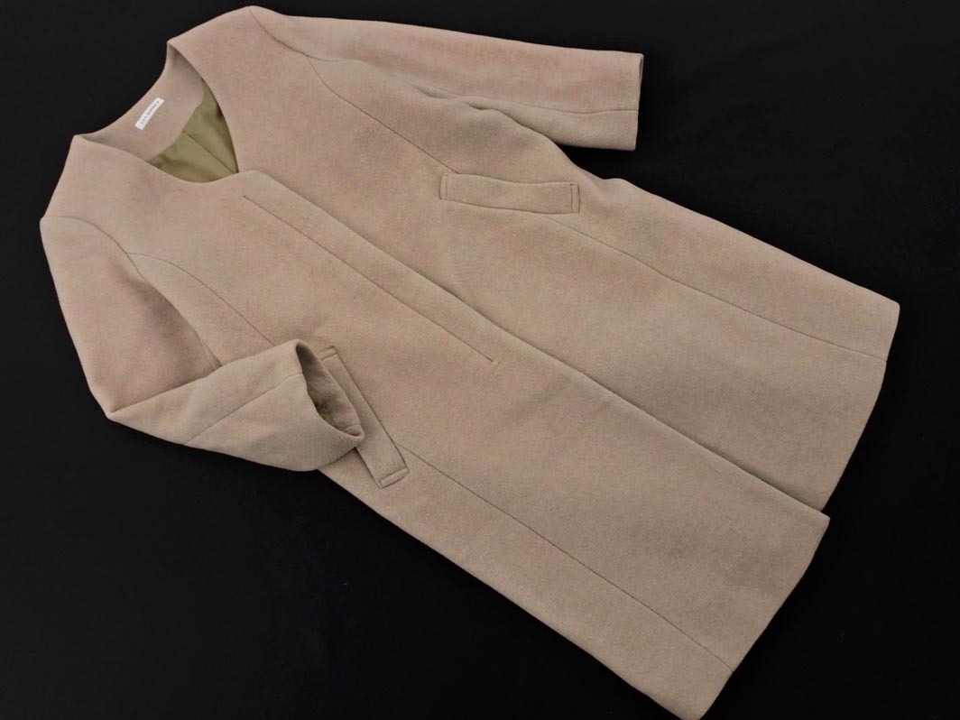 a.v.v アーヴェヴェ ウール混 ノーカラー コート sizeS/ベージュ ◇■ ☆ elc5 レディース