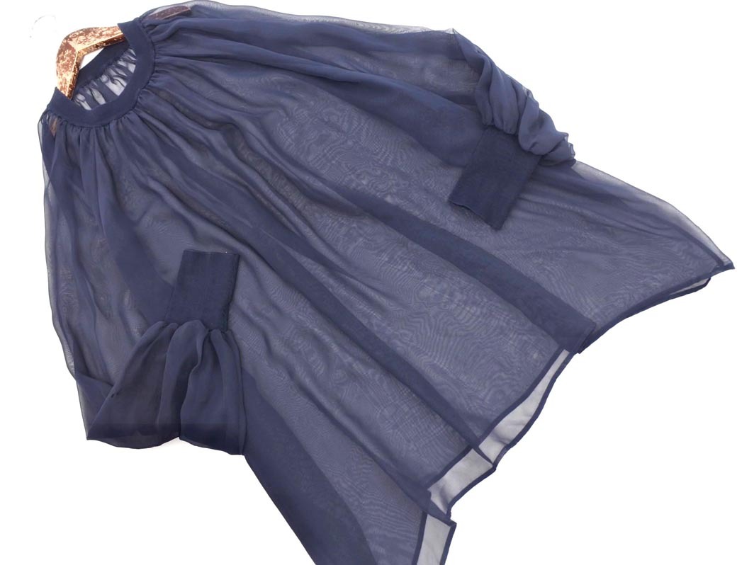 ネコポスOK HYKE ハイク シアー ブラウス シャツ size1/紺 ■◇ ☆ elc4 レディース