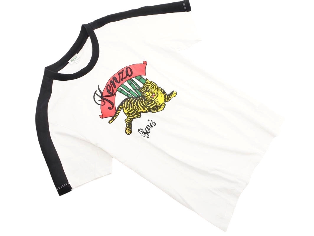 ネコポスOK KENZO ケンゾー プリント 刺繍 Tシャツ sizeL/白 ■◆ ☆ elc5 メンズ