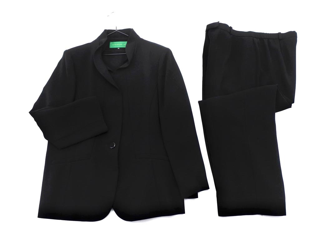 D REREAD af 東京ソワール 大きいサイズ 喪服 ブラックフォーマル 3点 セットアップ size15/黒 ■■ ☆ elc4 レディース