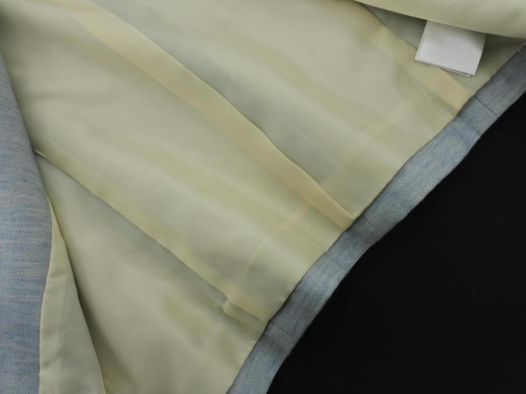 Swingle スウィングル リネン混 ノーカラー ジャケット size1/水色 ■◇ ☆ elc5 レディース
