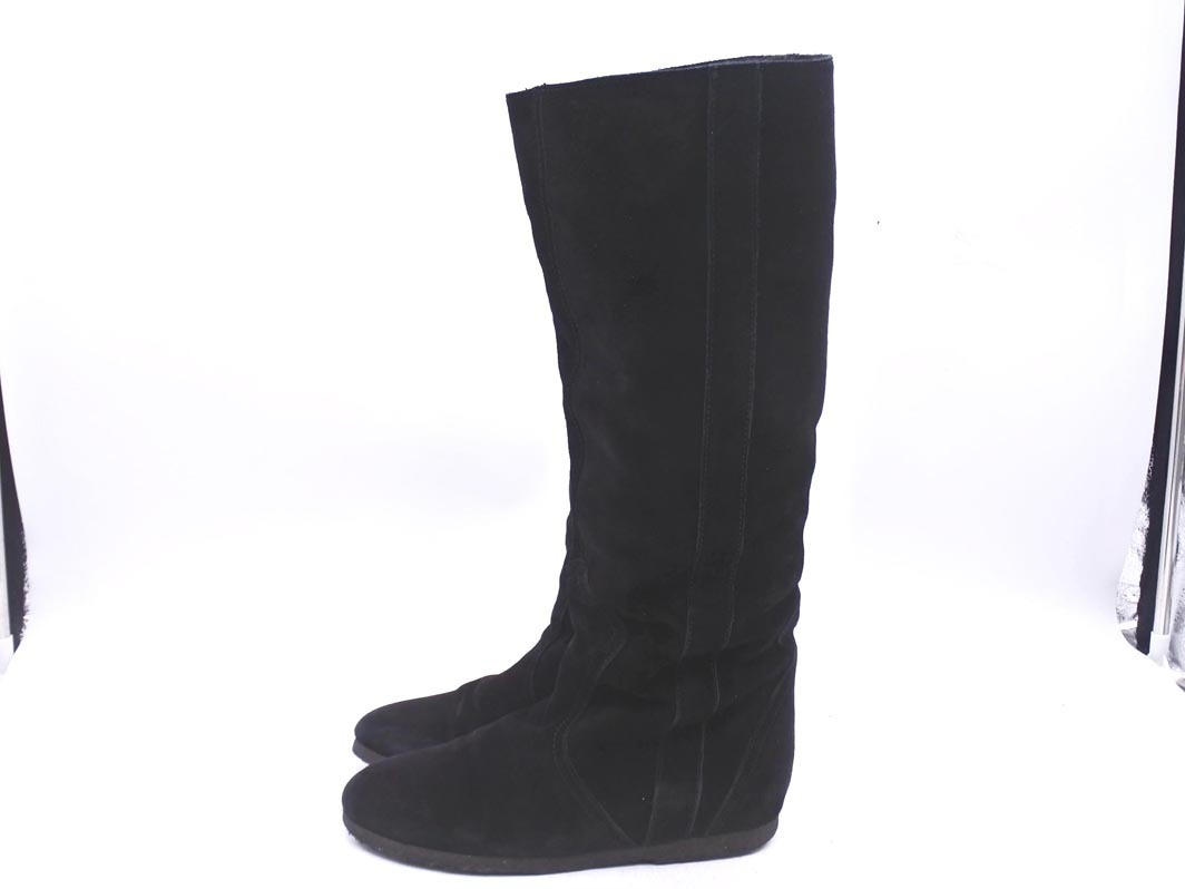 FABIO RUSCONI fabio rusko-ni замша обратная сторона боа сапоги size(22.0cm ранг )/ чёрный *# * elc5 женский 