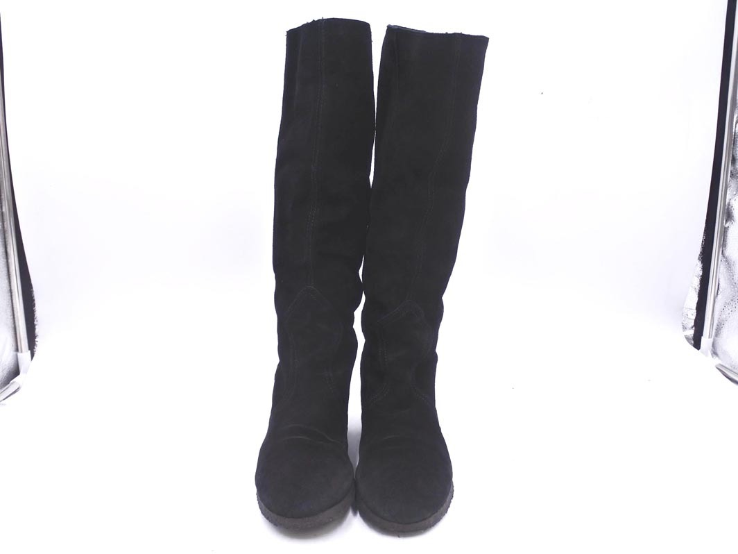 FABIO RUSCONI fabio rusko-ni замша обратная сторона боа сапоги size(22.0cm ранг )/ чёрный *# * elc5 женский 
