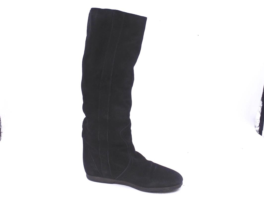 FABIO RUSCONI fabio rusko-ni замша обратная сторона боа сапоги size(22.0cm ранг )/ чёрный *# * elc5 женский 