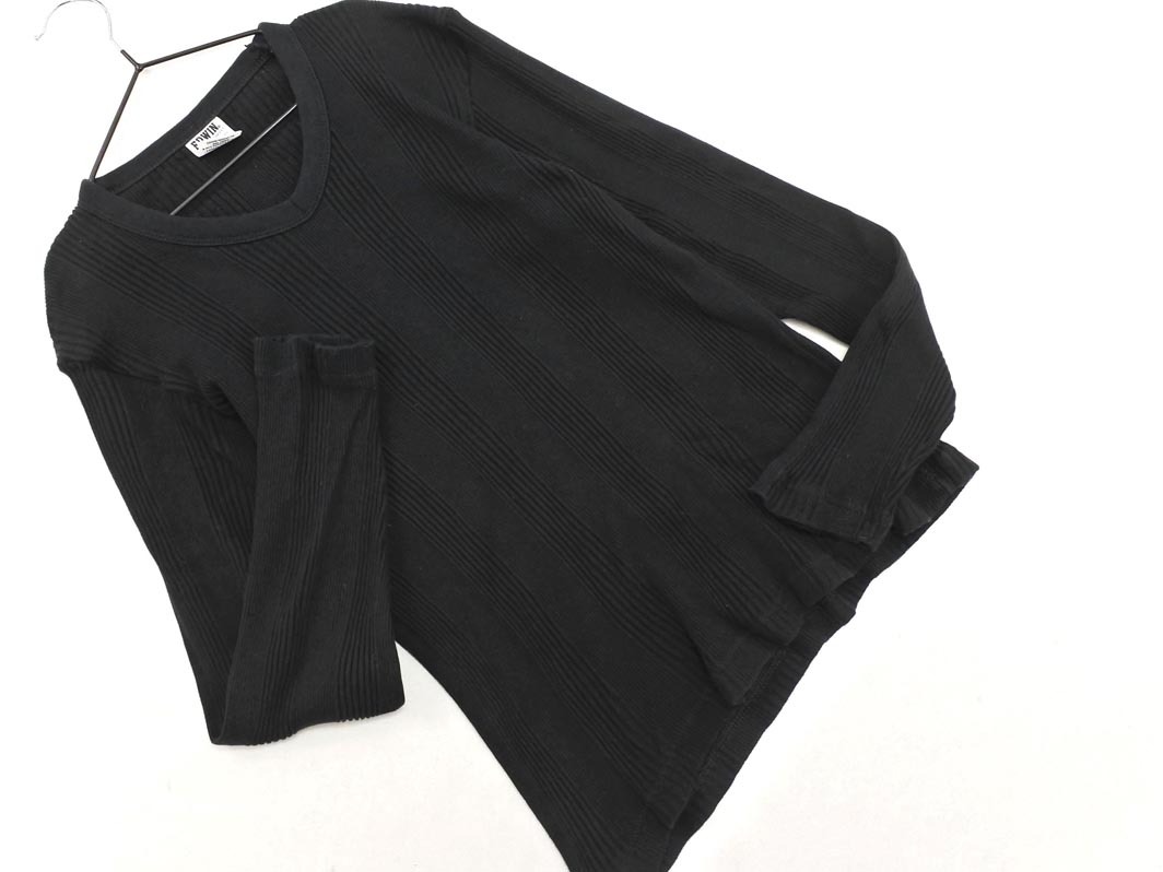 EDWIN エドウィン Vネック リブ カットソー sizeS/黒 ■◇ ☆ elc7 レディース