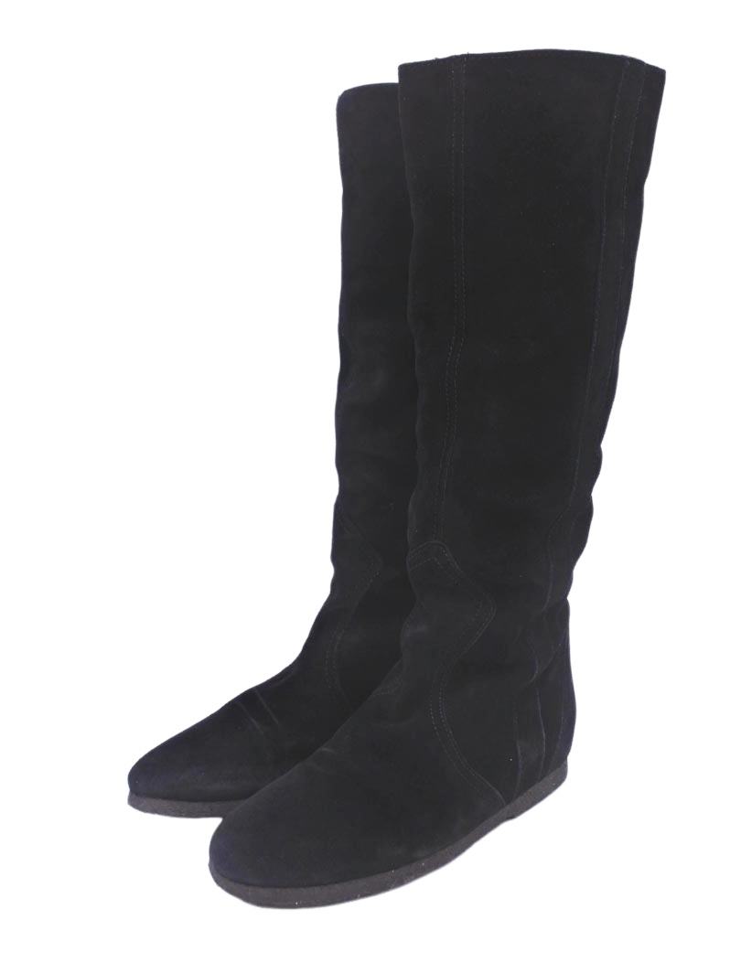 FABIO RUSCONI fabio rusko-ni замша обратная сторона боа сапоги size(22.0cm ранг )/ чёрный *# * elc5 женский 