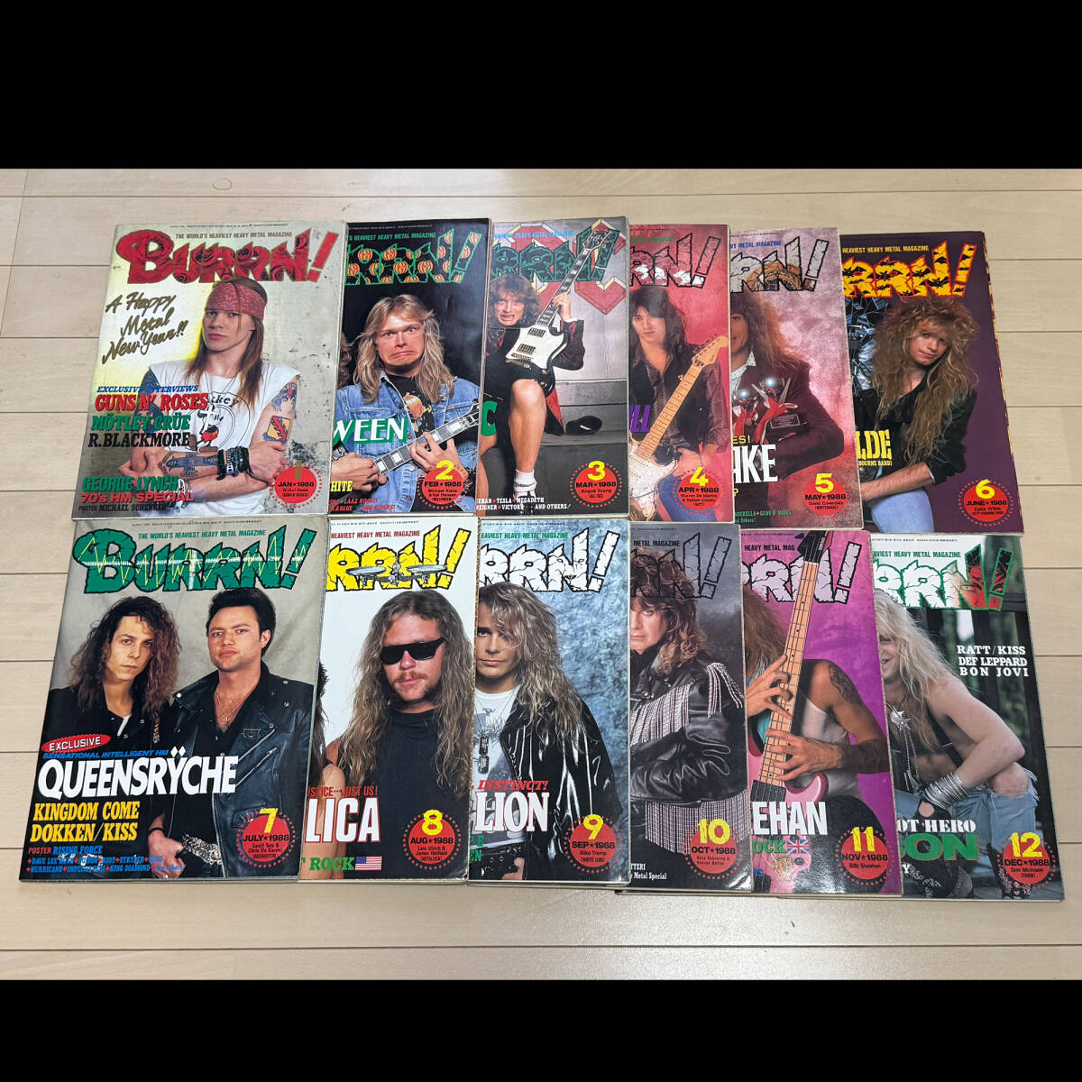 BURRN! 1988年1月号～1988年12月号 抜けなし 全12冊まとめて ポスターカレンダー＆ステッカー付