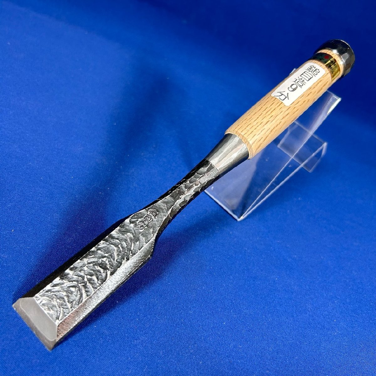 田斎道生作『鎚目仕上げ 脇差し鑿 :9分/27mm:革ケース 田斎道生作『鎚目仕上げ 脇差し鑿 :9分/27mm:革ケース