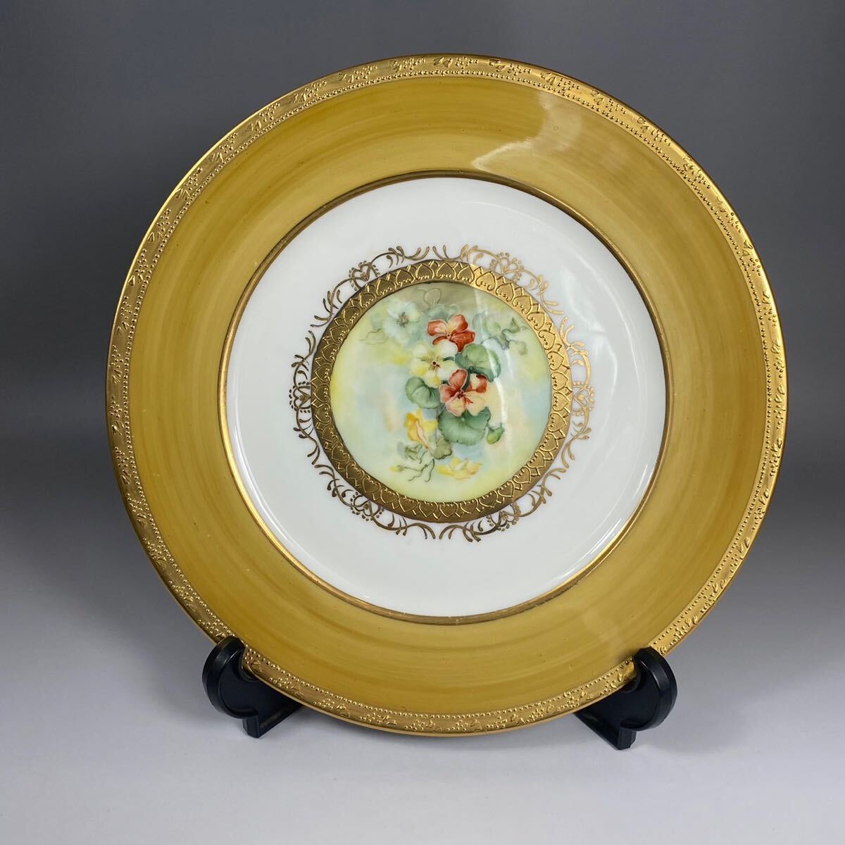 ノリタケ NORITAKE 飾皿 金彩 金盛 大皿 陶芸クラブ プレート オールドノリタケ調 アンティーク調 西洋美術 ハンドペイント