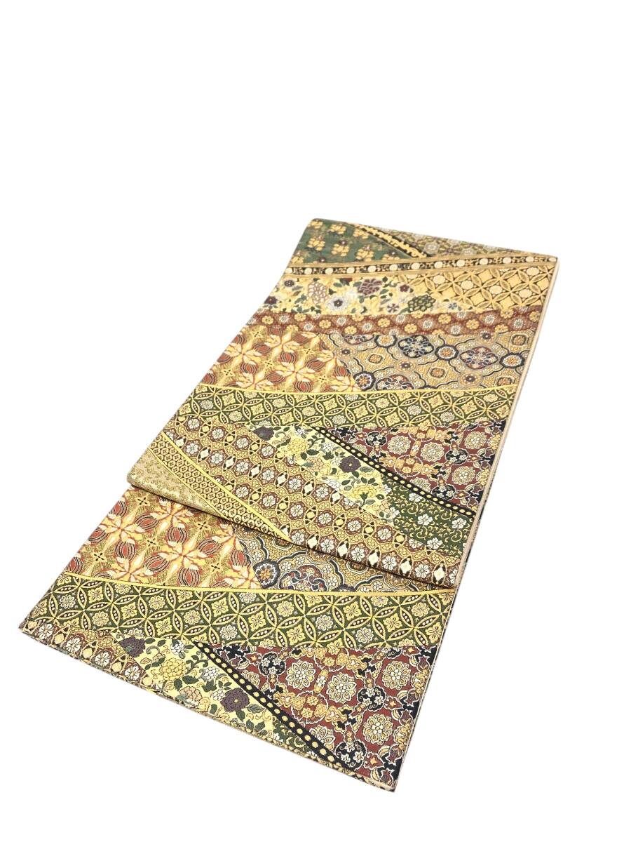 24R565 2 本金箔 蜀煌華妖文 帯 花柄 和服 着物 和装小物 中古品