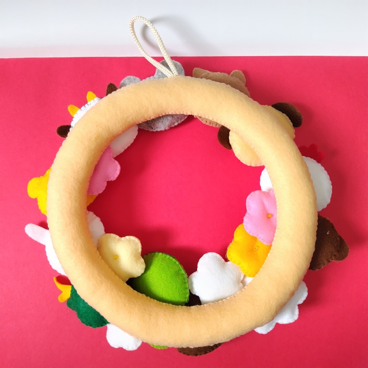 ハンドメイド フェルト 縁起物 十二支リース 干支 お正月 飾り ハンドメイド フェルト 縁起物 十二支リース 干支 お正月 飾り