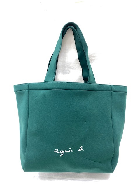 【中古】☆未使用・保管品☆ アニエスベー agnes b ネオプレン トート バッグ 緑 グリーン 婦人 レディース 現状お渡し【7995】