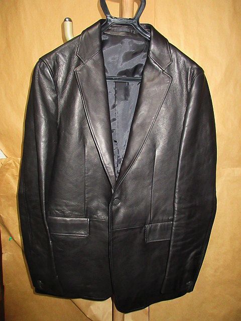CK Calvin Klein　カルバンクライン　ラム　レザー　テーラード　ジャケット　黒　38