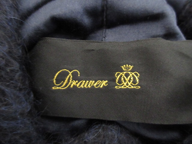 DRAWER ドゥロワー ウール 　アルパカ　シャギー フーデッド　フード　 コート ネイビー