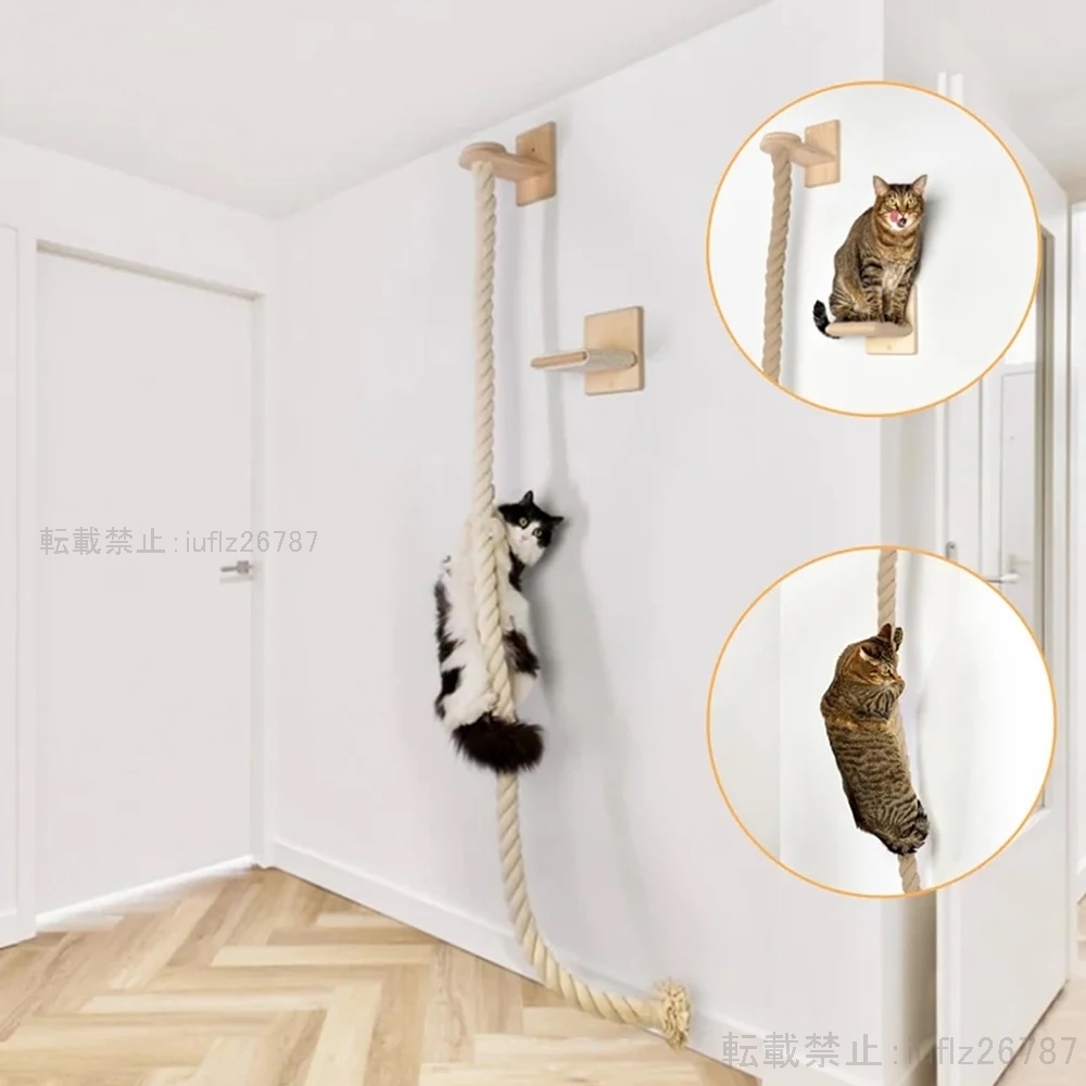壁 取り付け サイザル麻ロープ猫 登山家 木 引っかき棒 ラウンジ 聖域 インタラクティブ 遊び おもちゃ 屋内猫 ジャングルジム PET025