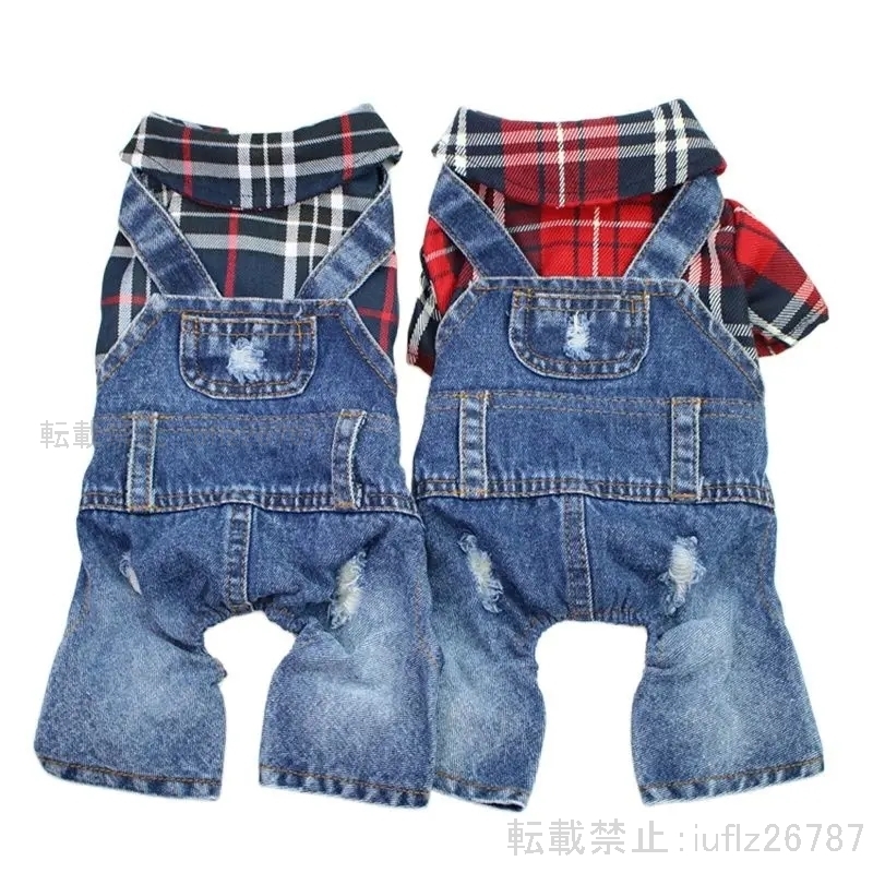 犬 猫 チェック柄 Gストリングスーツ 春と秋 服 4色 PET087