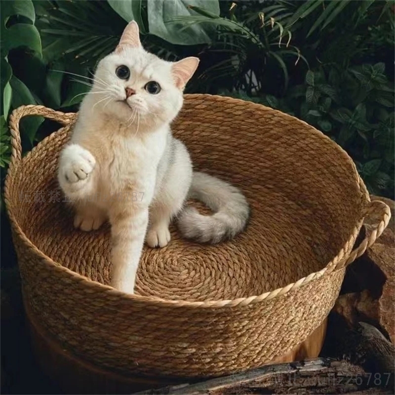 籐織り 猫 ベッド 4シーズン クール 夏 巣 ペット用品 猫 家 PET165