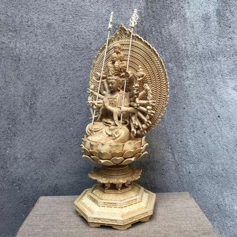 仏教美術 観音 木彫 高さ約84cm