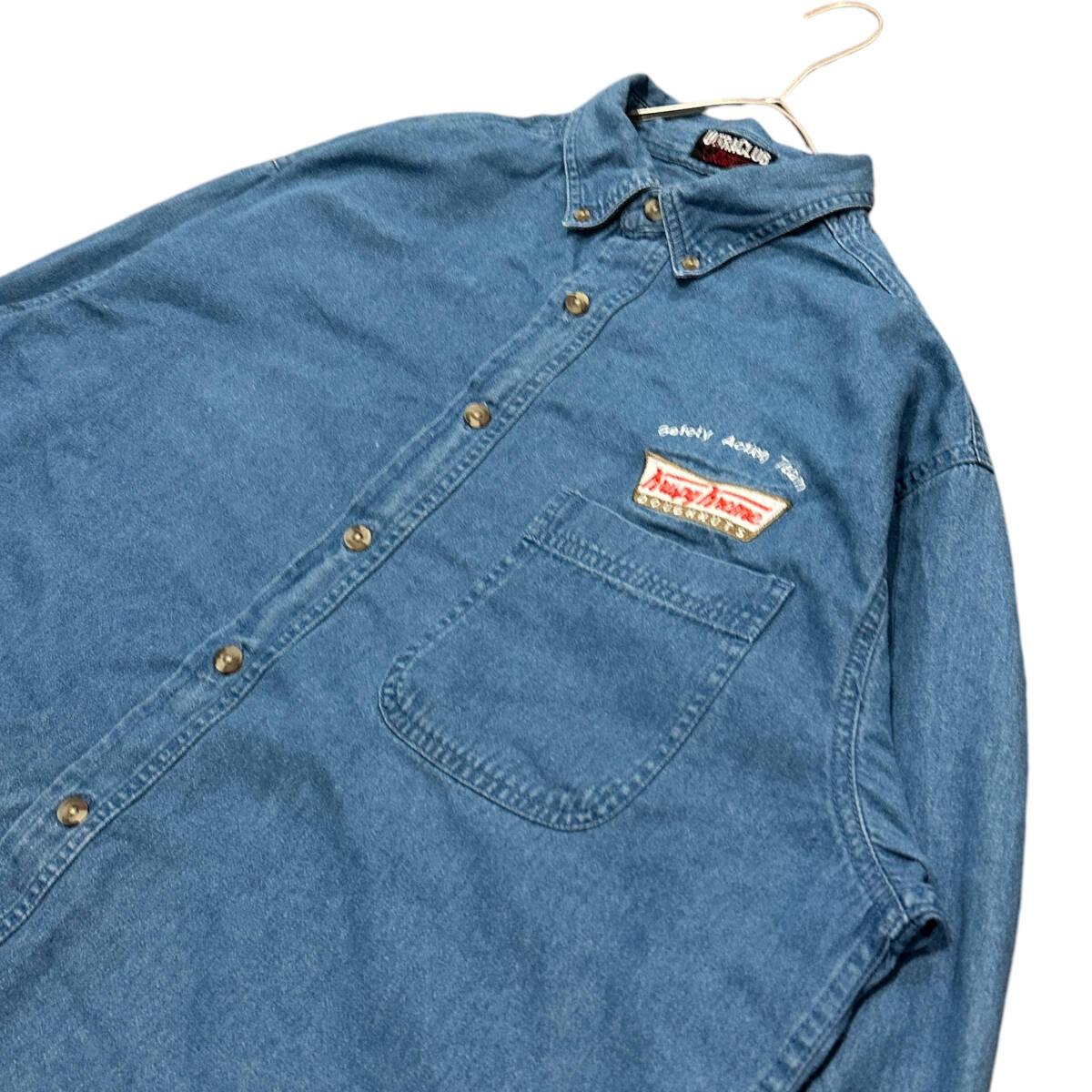 US古着 デニムシャツ BD長袖シャツ クリスピークリームドーナツ u89① XL相当_画像6