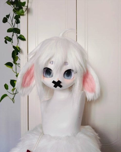 着ぐるみヘッド ファースーツ ウサギ 白 垂れ耳 全頭ヘッド 着ぐるみヘッド ファースーツ ウサギ 白 垂れ耳 全頭ヘッド