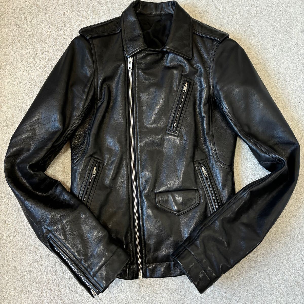 リックオウエンス STOOGES ダブル ライダース レザージャケット 46 Yahoo!オークション - RICK OWENS リックオウエンス STOOGES