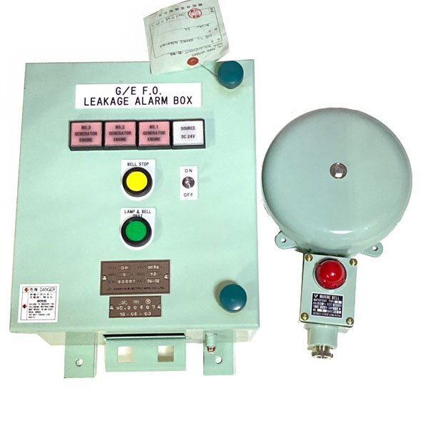 船舶用警報装置 ベル付き　阪神電機製作所 LEAKAGE ALARM BOX / ゼロワンオカダ 船用ベル 【ジャンク】