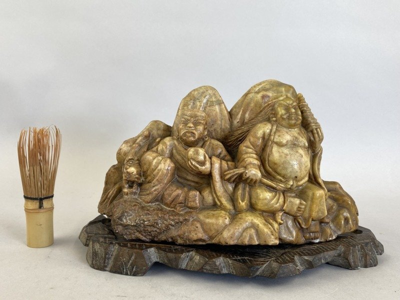 中国美術工芸品 寿山石、玉石蝋石 花鳥模様 牡丹模様 細密細工四 中国美術工芸品 寿山石、玉石蝋石 花鳥模様 牡丹模様 細密細工四