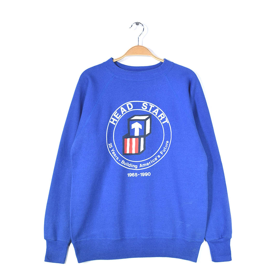 【送料無料】90s ULTRA SWEATS USA製 ヴィンテージスウェット ブルー HEAD START アメカジ メンズM 古着 @CF0881トレーナー