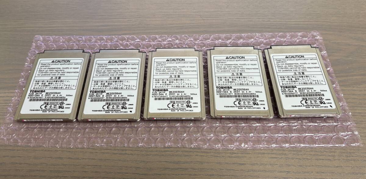 5個セット / TOSHIBA / 1.8インチ HDD / MK2003GAH / 20GB / 狀態(tài)注意