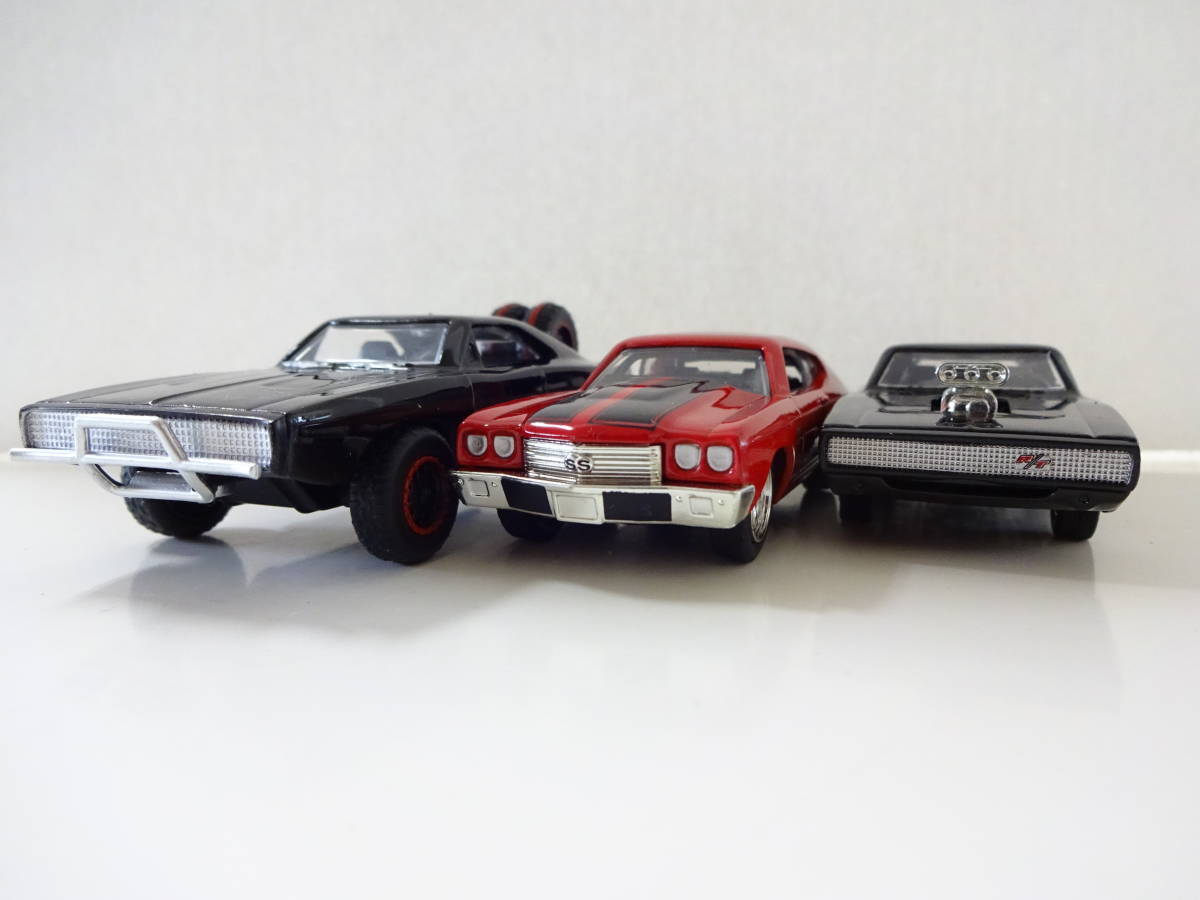 G-3　FAST＆FURIOUS　ダッジチャージャーR/T　シボレーシェベルSSTM　3台セット　ミニカー　DOM'S RIDES
