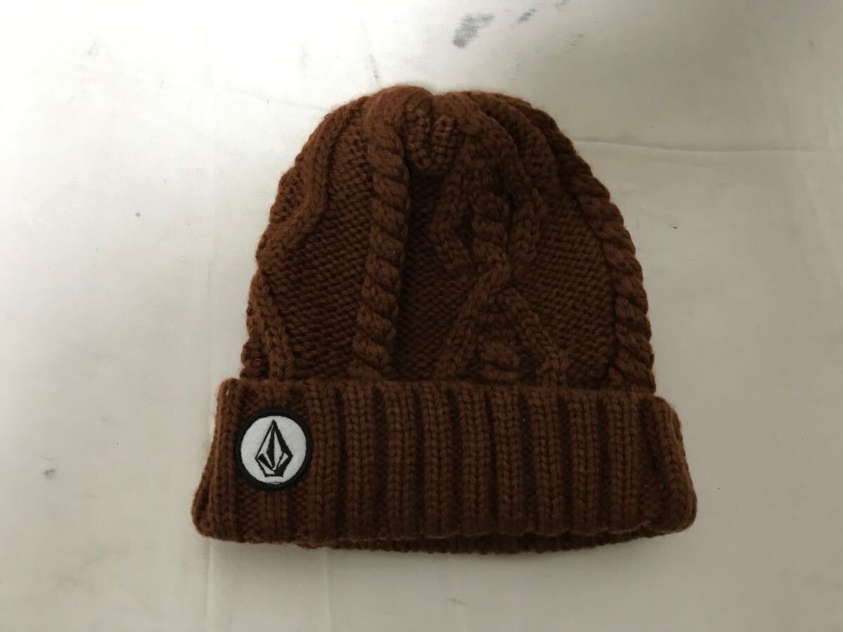 本物ボルコムVOLCOMロゴニット帽子ぼうしボウシレディースメンズサーフアメカジストリートスケーターミリタリーワーク茶ブラウン_画像1