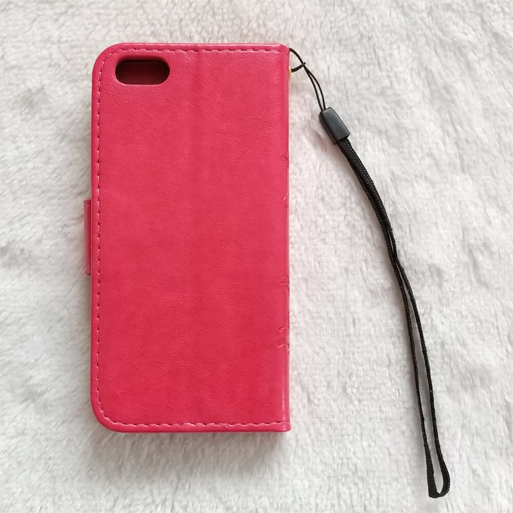 蝶 手帳型 iPhone5/5s/SE1 iPhoneケース ローズレッド_画像2